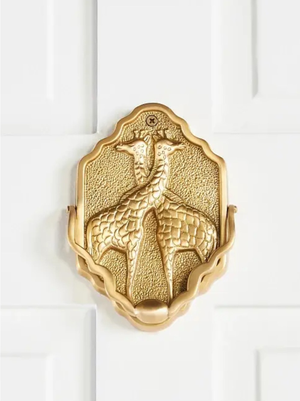 Anthropologie Retired Gia Giraffe Brass Door Knocker NWT Gold Safari Heavy